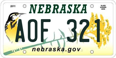 NE license plate AOF321