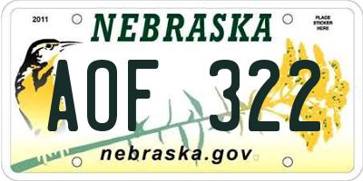 NE license plate AOF322