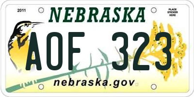 NE license plate AOF323