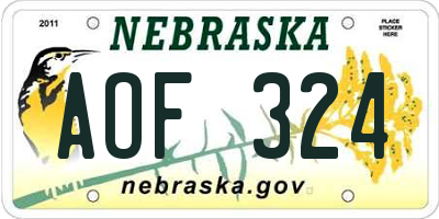NE license plate AOF324