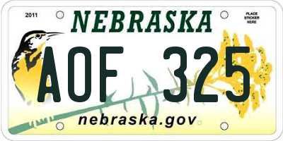 NE license plate AOF325