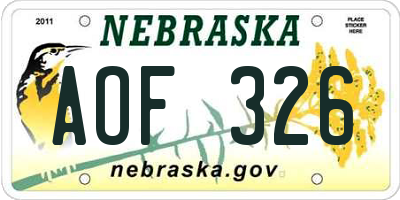 NE license plate AOF326