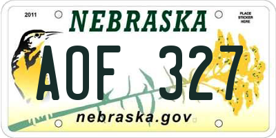 NE license plate AOF327