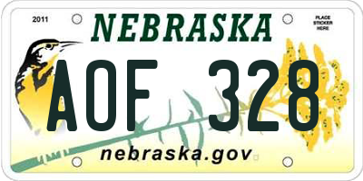 NE license plate AOF328