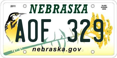 NE license plate AOF329
