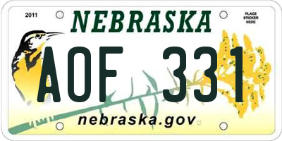 NE license plate AOF331