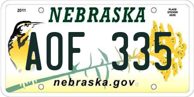 NE license plate AOF335