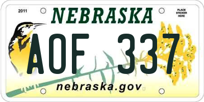 NE license plate AOF337