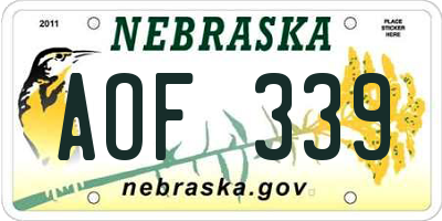 NE license plate AOF339