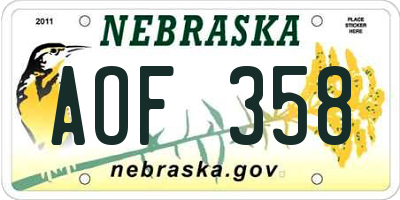 NE license plate AOF358