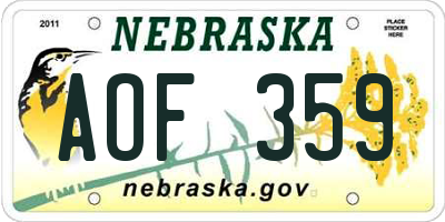 NE license plate AOF359