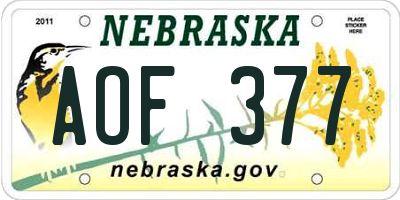 NE license plate AOF377