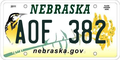 NE license plate AOF382