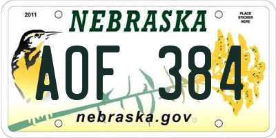 NE license plate AOF384