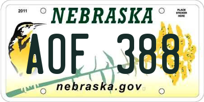 NE license plate AOF388