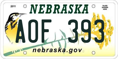 NE license plate AOF393