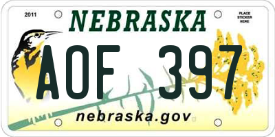 NE license plate AOF397