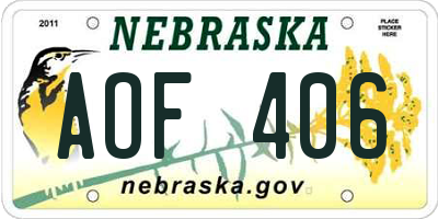NE license plate AOF406