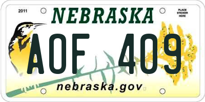 NE license plate AOF409