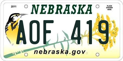 NE license plate AOF419