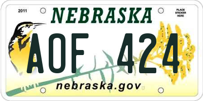 NE license plate AOF424