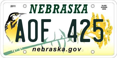 NE license plate AOF425