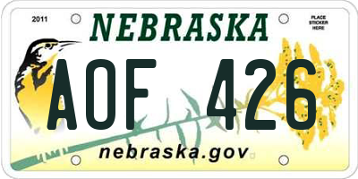 NE license plate AOF426
