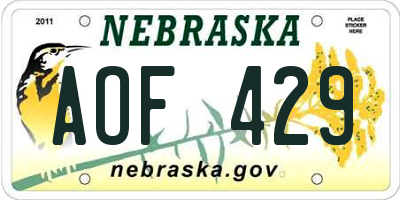 NE license plate AOF429
