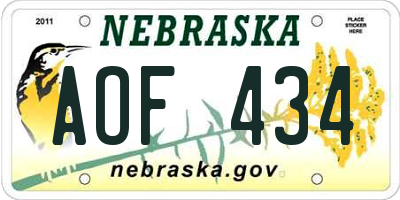 NE license plate AOF434