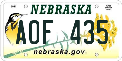 NE license plate AOF435