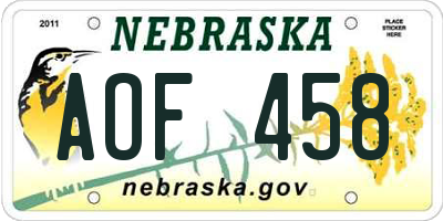 NE license plate AOF458