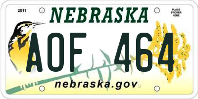 NE license plate AOF464