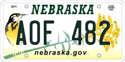 NE license plate AOF482