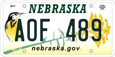 NE license plate AOF489
