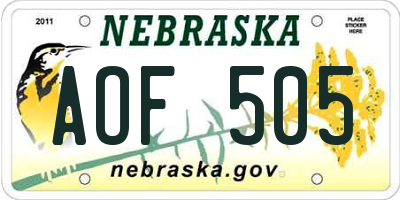 NE license plate AOF505