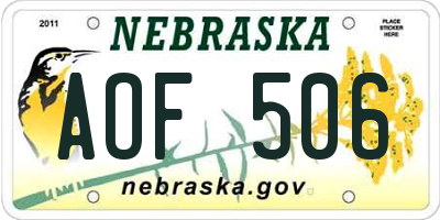 NE license plate AOF506