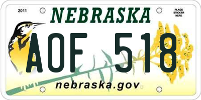 NE license plate AOF518