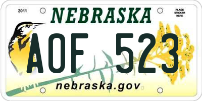 NE license plate AOF523