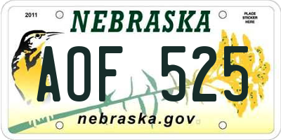 NE license plate AOF525