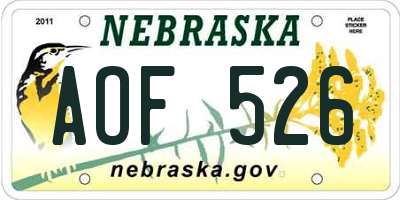 NE license plate AOF526