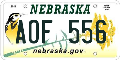 NE license plate AOF556
