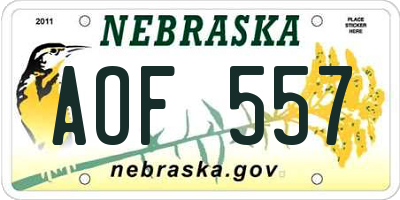 NE license plate AOF557