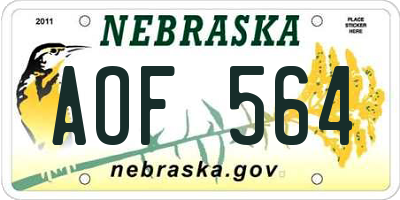 NE license plate AOF564