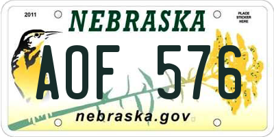 NE license plate AOF576