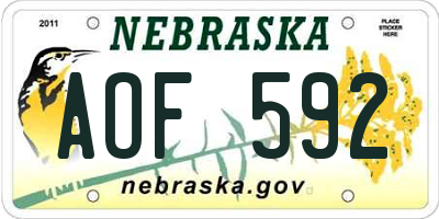 NE license plate AOF592