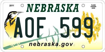 NE license plate AOF599