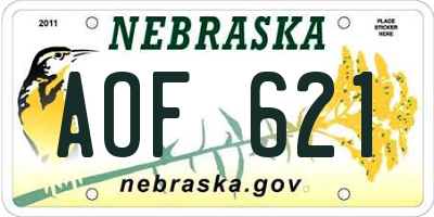 NE license plate AOF621