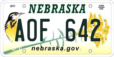 NE license plate AOF642
