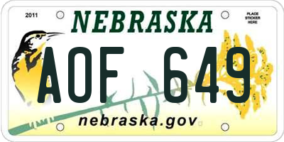 NE license plate AOF649