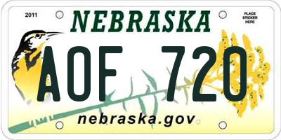 NE license plate AOF720